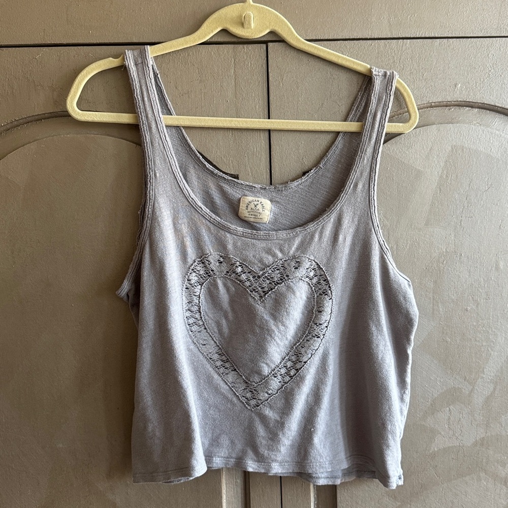 American Eagle Outfitters vintage Gray Heart Women's Tank Top size XL